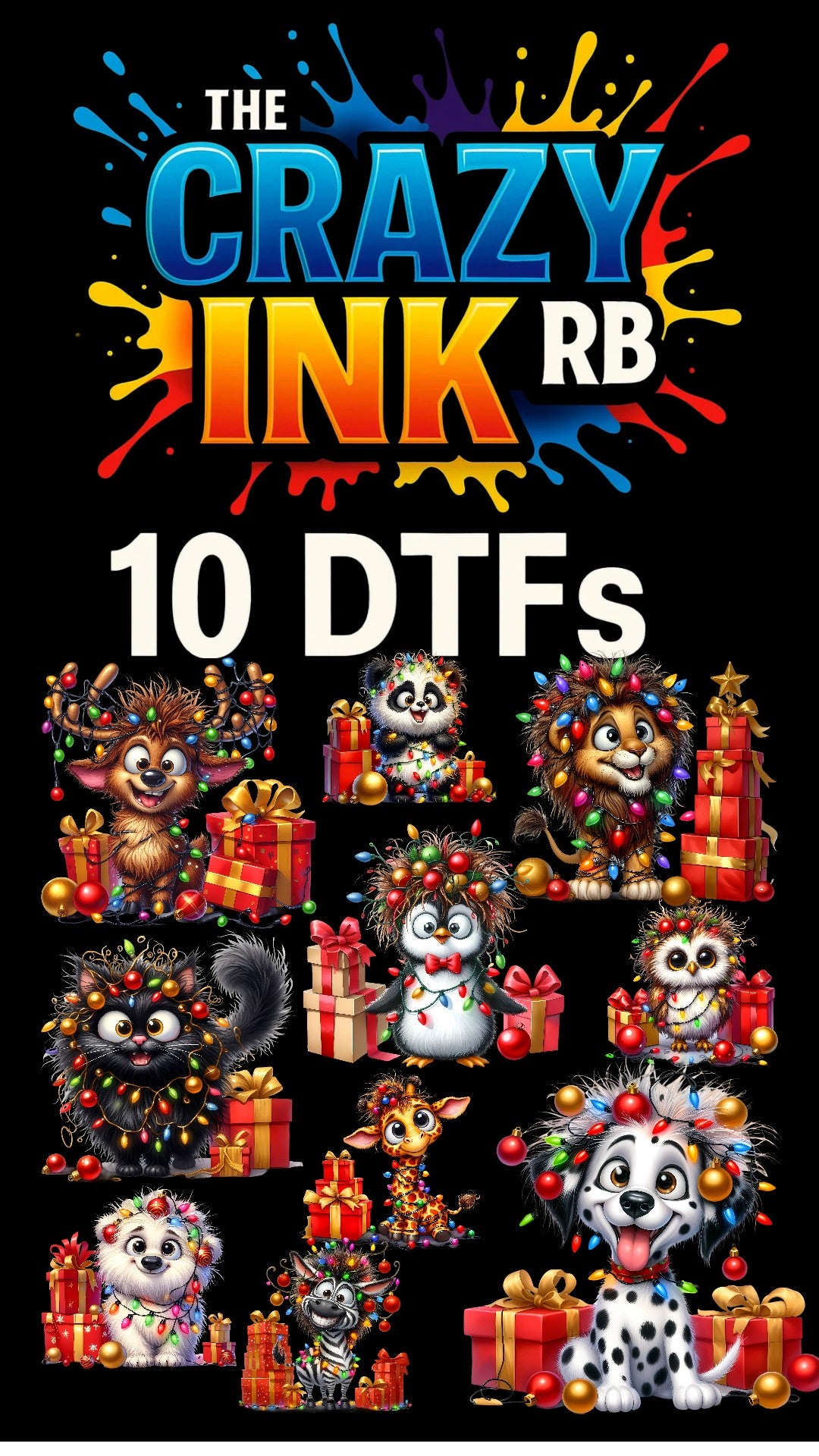10 DTF Animal XMAS $29
