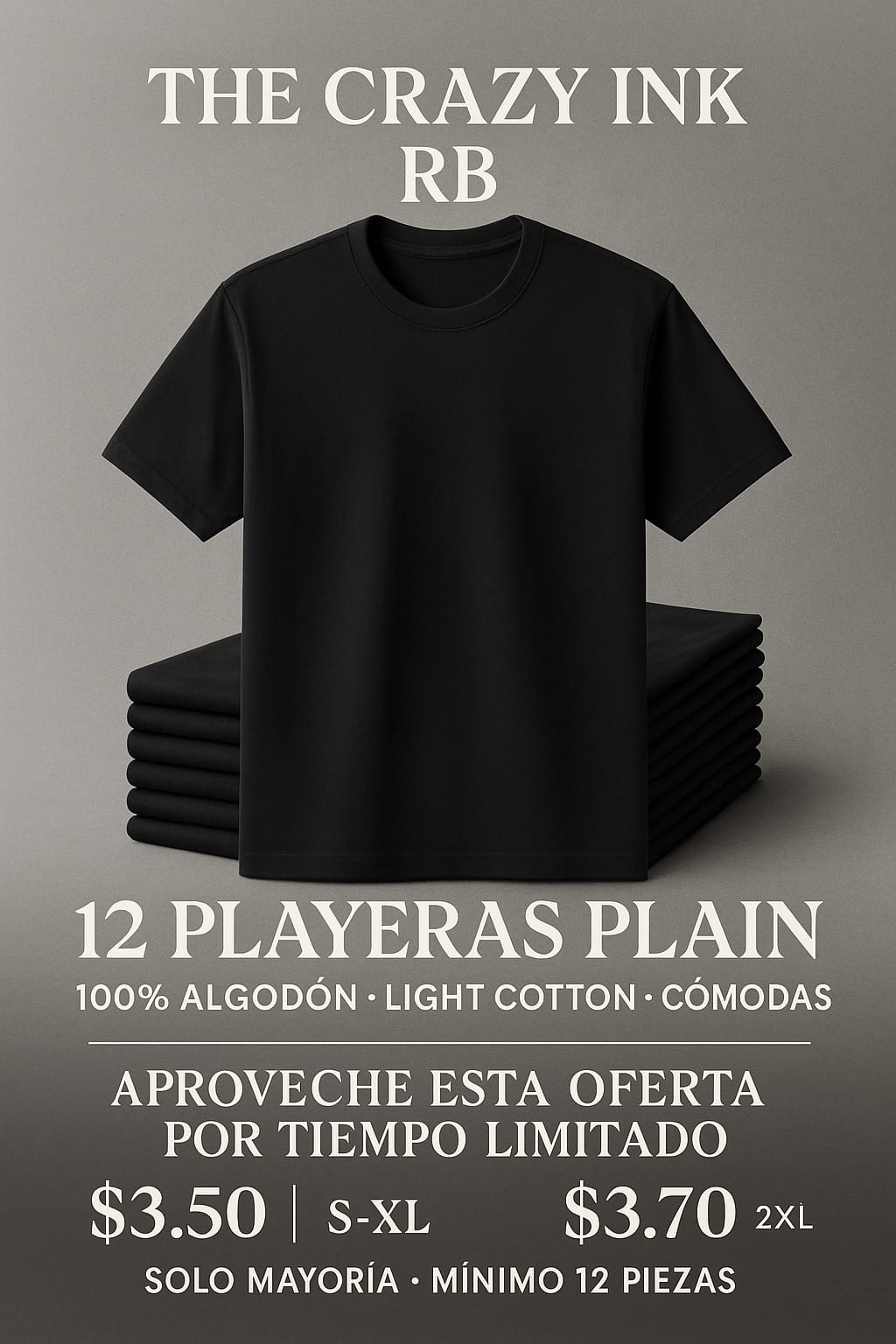 12 plain Cotton Shirts For $42