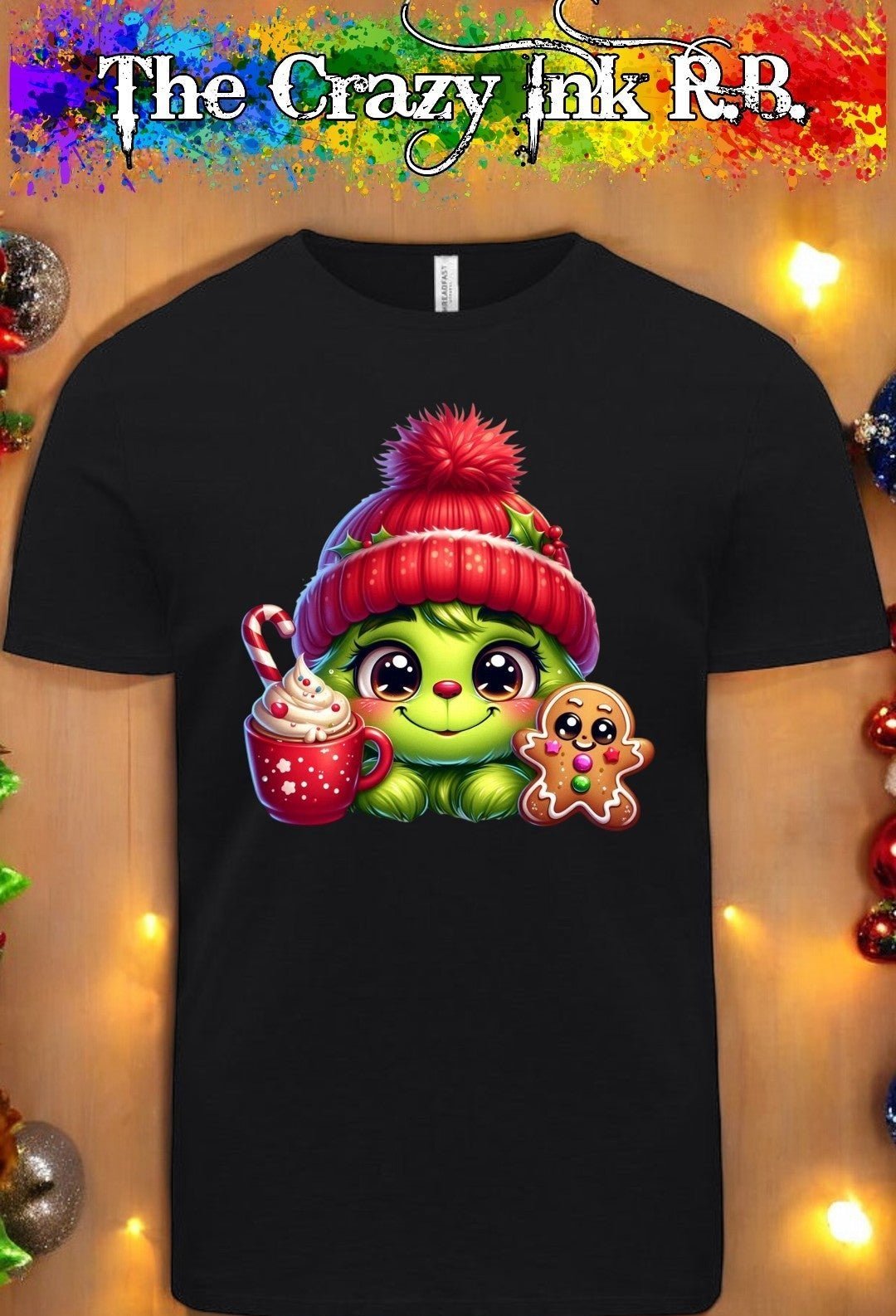 Cute Baby Grinch Christmas graphic t-shirt.