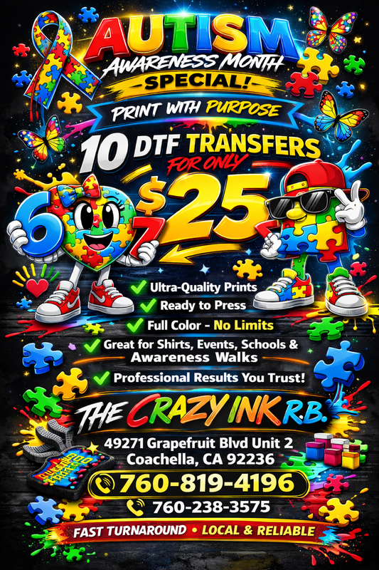 🧩 AUTISM AWARENESS MONTH SPECIAL 🧩 – 10 Transfers for $25! 🔥