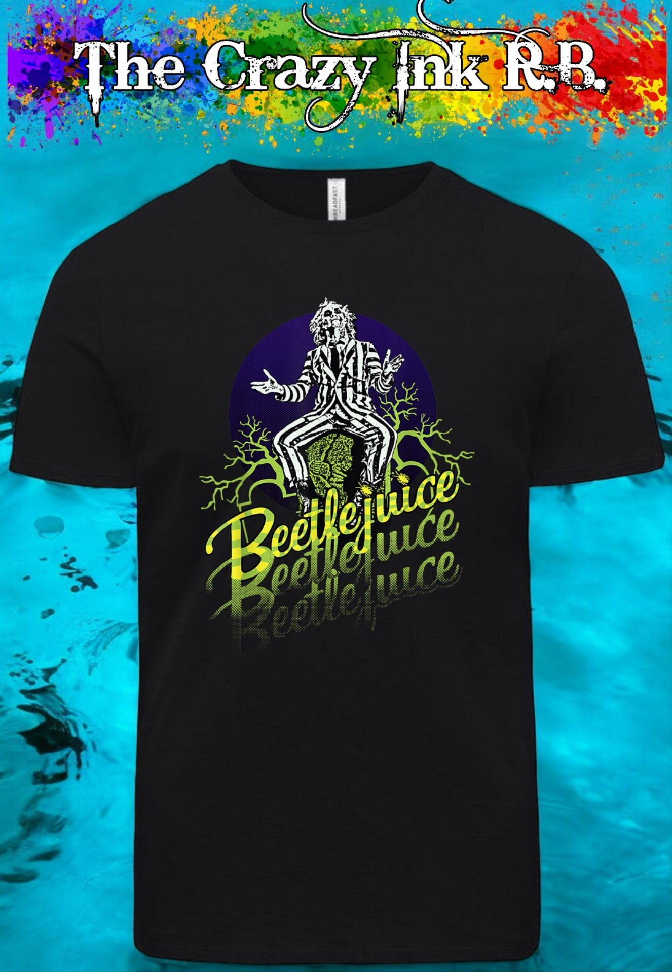 Beetlejuice Beetlejuice Beetlejuice graphic t-shirt.