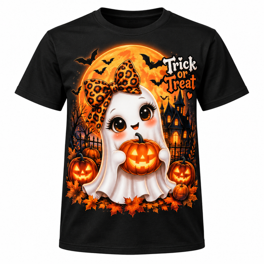 Playera negra Halloween en fondo blanco