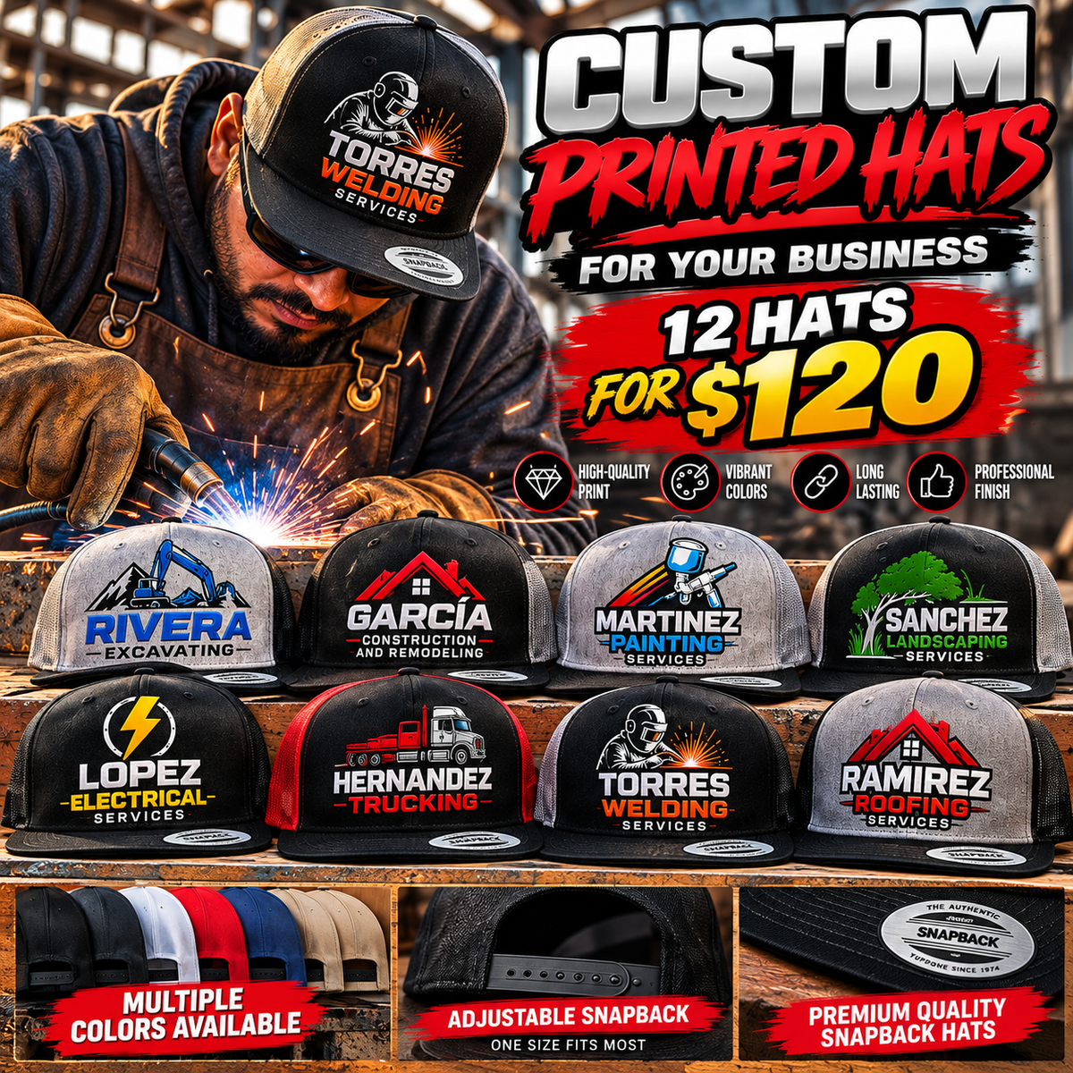 Gorras para servicios de soldadura