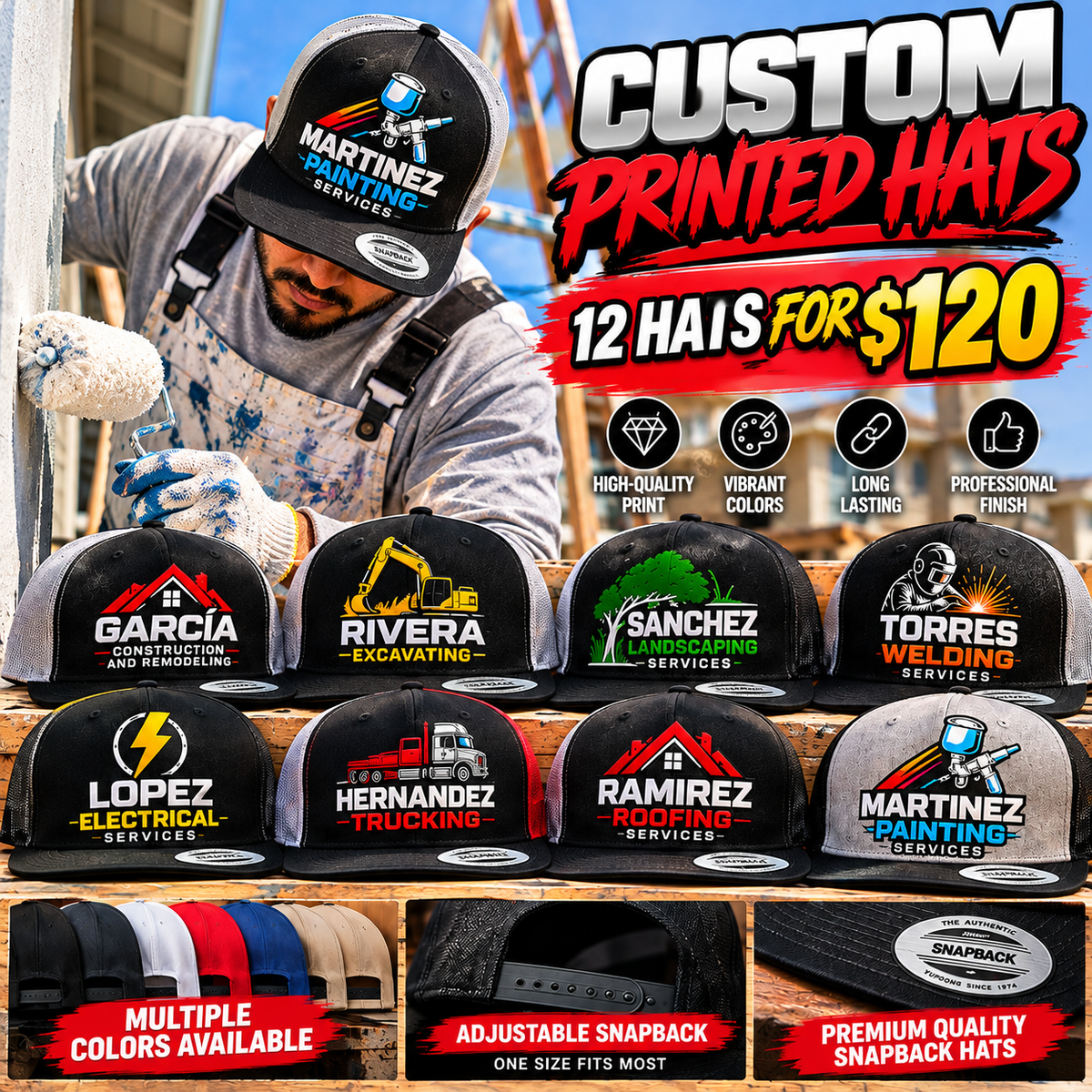 Gorras personalizadas para pintores