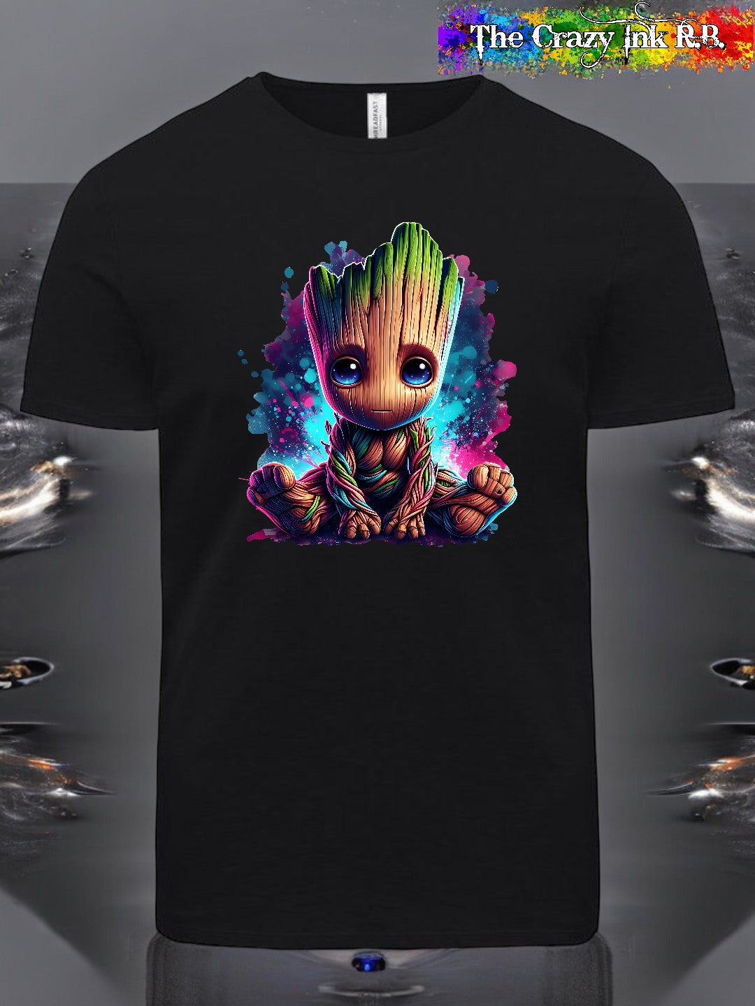 Baby Groot graphic t-shirt.