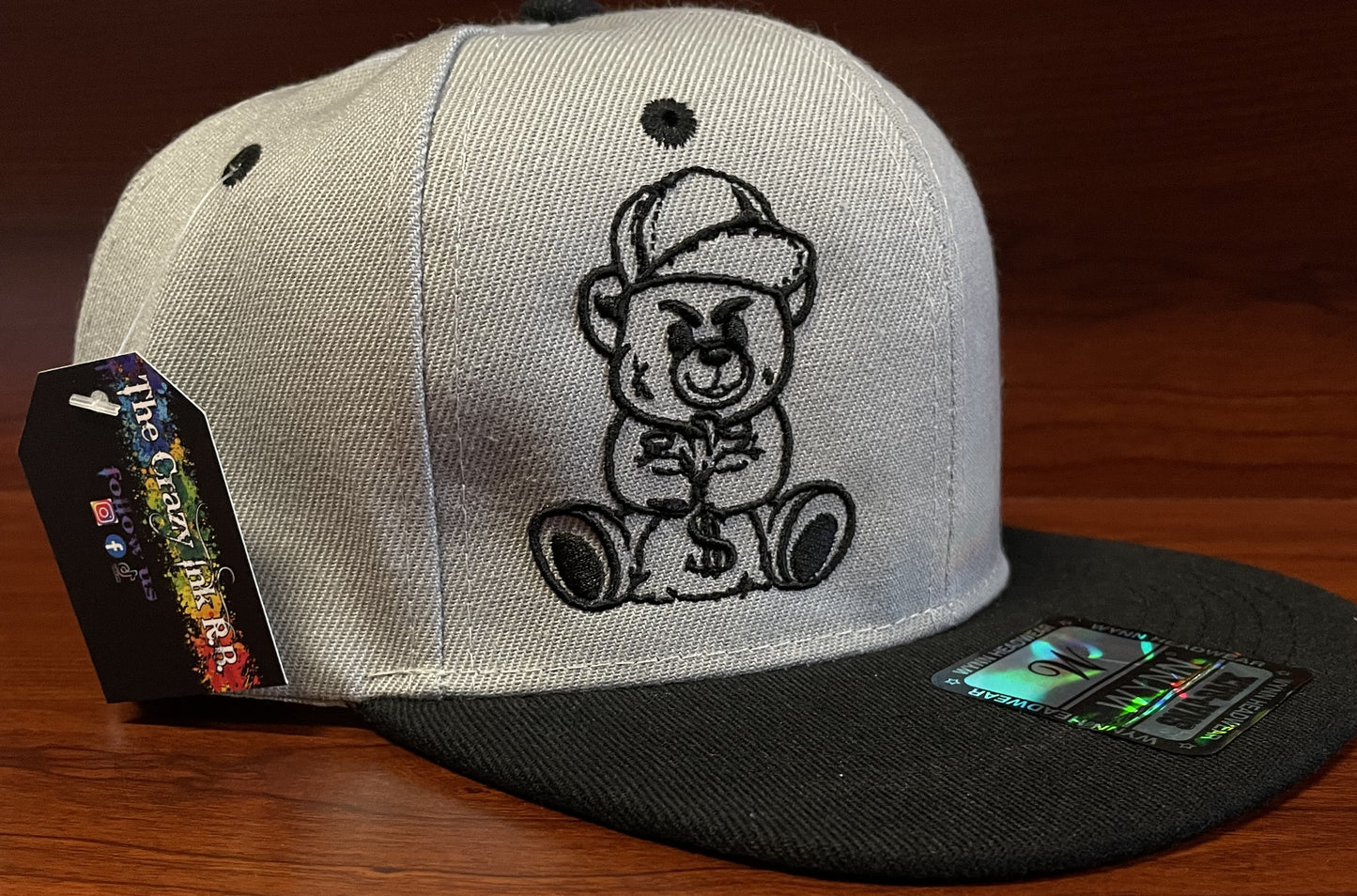 Angry Bear with money bag Snapback hat